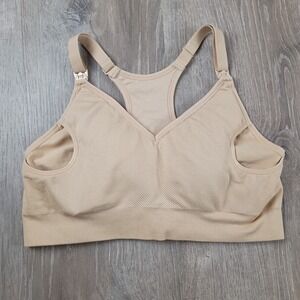 Hofish XL Nursing Maternity Bra Bralette Wireless Removable Pads Beige